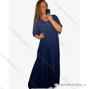 Šaty společenské elegantní plesové dlouhé krátký rukáv dámské (L/XL) FRANCOUZSKÁ MÓDA FMF24KARIN/DU