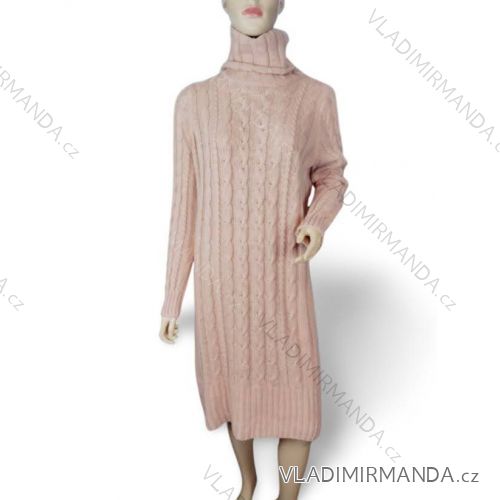 Šaty pletené s rolákom dámske (S/M ONE SIZE) TALIANSKA MÓDA IMM23M5196