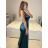 Women's long elegant party dress with straps (S/M ONE SIZE) ITALIAN FASHION IMPBB23B23376/DU -   olive green -   S / M
