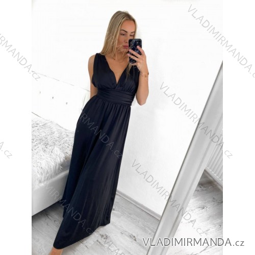 Women's Sleeveless Long Party Dress (S/M ONE SIZE) ITALIAN FASHION IM9235192 - Colour   black - Size   S/M