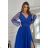 Women's Plus Size (42-46) Long Elegant Party Sleeveless Dress POLISH FASHION PMLBC23265-10 blue 38