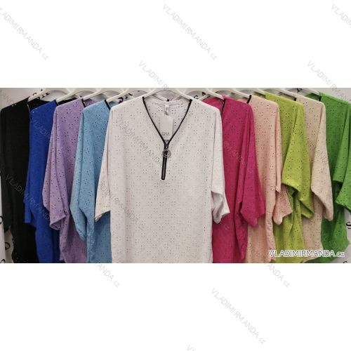 Tunika oversize se zipem dlouhý rukáv dámská (S/M/L ONE SIZE) ITALSKÁ MÓDA IMPLI247051