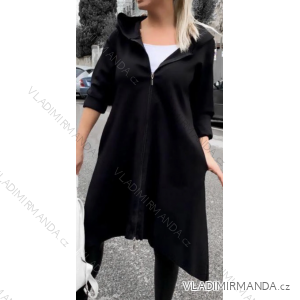 Mikina kabát oversize na zip s kapucí dlouhý rukáv dámský (S/M ONE SIZE) ITALSKÁ MÓDA IMPLI2430059