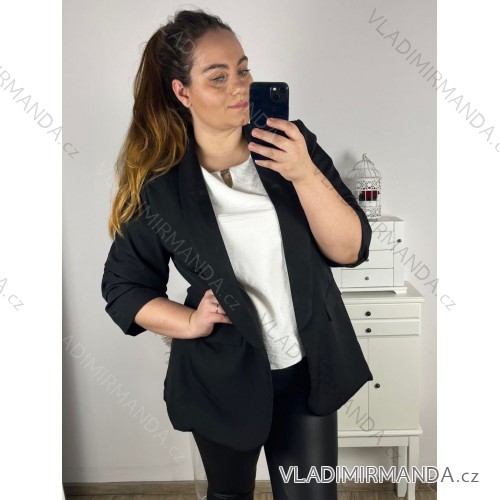 Sako elegantní dámská (50-60) ITALSKÁ MÓDA IMM23M85705-1/DU - Barva   Černá - Velikost   56