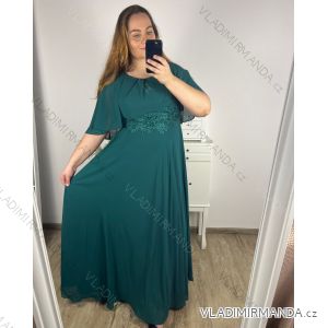 Šaty dlouhé společenské krátký rukáv dámské nadrozměr (XL/2XL ONE SIZE) ITALSKÁ MÓDA IMPSH2450260