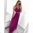 Women's long strapless tulle party dress (S/M ONE SIZE) ITALIAN FASHION IMHMS24ELENA