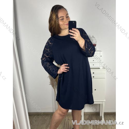Šaty elegantní dlouhý rukáv dámské nadrozměr (3XL/4XL ONE SIZE) ITALSKá MóDA IM424BELLA