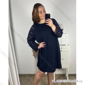 Šaty elegantní dlouhý rukáv dámské nadrozměr (3XL/4XL ONE SIZE) ITALSKá MóDA IM424BELLA/DU