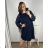 Šaty elegantní dlouhý rukáv dámské nadrozměr (3XL/4XL ONE SIZE) ITALSKá MóDA IM424BELLA/DU 3XL/4XL smaragdová