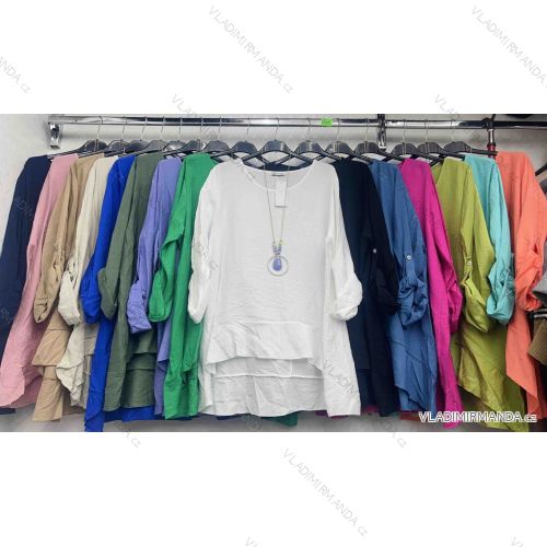 Šaty s príveskom dlhý rukáv dámske nadrozmer (2XL/3XL ONE SIZE) TALIANSKA MÓDA IMWDD24022