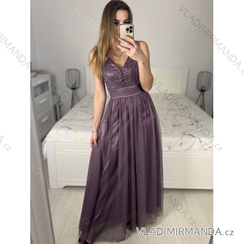 Dress classic short sleeve women (uni S / M) ITALIAN FASHION IMC20203 purple M / L