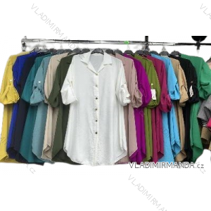 Šaty košilové dlouhý rukáv dámské nadrozměr (XL/2XL/3XL ONE SIZE) ITALSKÁ MÓDA IMBM24012