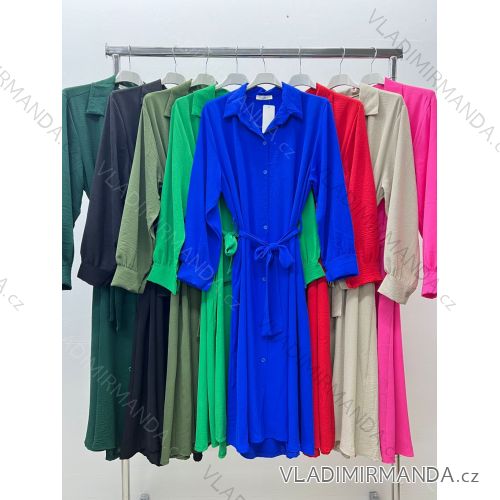 Šaty košilové dlouhý rukáv dámské nadrozměr (XL/2XL ONE SIZE) ITALSKÁ MÓDA IM424077