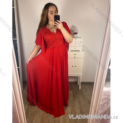 prom dress elegant social short sleeve women's plus size (2XL/3XL ONE SIZE) ITALIAN FASHION IMM2361107pl/DU -   red -   2XL/3XL
