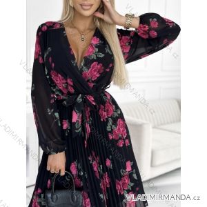 Šaty elegantné šifónové dlhý rukáv dámske (S/M ONE SIZE) TALIANSKA MÓDA IMWCH24010