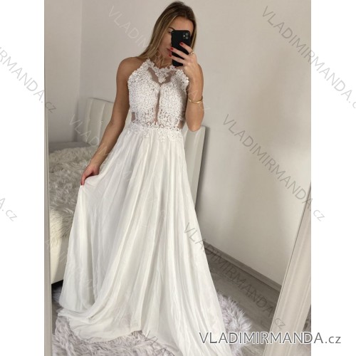 Women's elegant wedding social long dress with straps (S/M ONE SIZE) ITALIAN FASHION IMM2268806