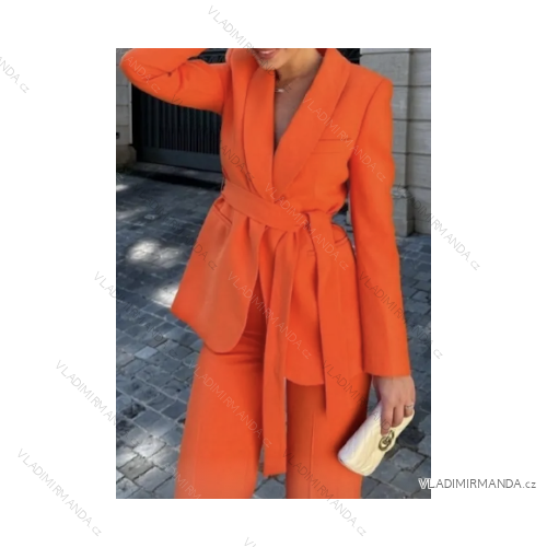Souprava elegantní kalhoty dlouhé a sako dlouhý rukáv dámská (S/M ONE SIZE) ITALSKÁ MÓDA IMPMD2482012/18023