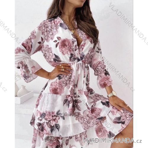 Šaty elegantné šifónové dlhý rukáv dámske (S/M ONE SIZE) TALIANSKA MÓDA IMWCH24020