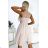 523-3 Tulle dress with a neckline and bow - beige