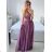 Šaty dlouhé elegantní společenské na ramínka dámské  (M/L ONE SIZE) ITALSKá MóDA IM42380566/DUR tmavě starorůžová M/L