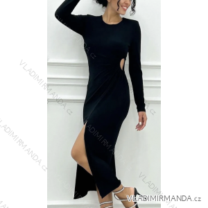 Šaty elegantní dlouhý rukáv dámské (S/M ONE SIZE) ITALSKÁ MÓDA IMPLP2421030095