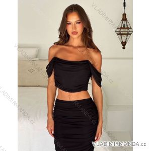 Croptop elegantní bez rukávu dámský (S/M ONE SIZE) ITALSKÁ MÓDA IMM24M31109