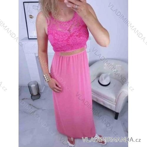 Šaty společenské dlouhé s krajkou bez rukávu dámské (S/M ONE SIZE) ITALSKÁ MÓDA IMM24M7450