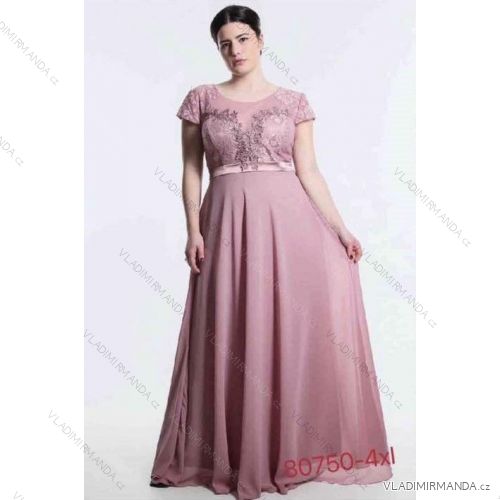 Šaty společenské dlouhé krátký rukáv dámské nadrozměr (XL/2XL ONE SIZE) ITALSKÁ MÓDA IMM24M80750