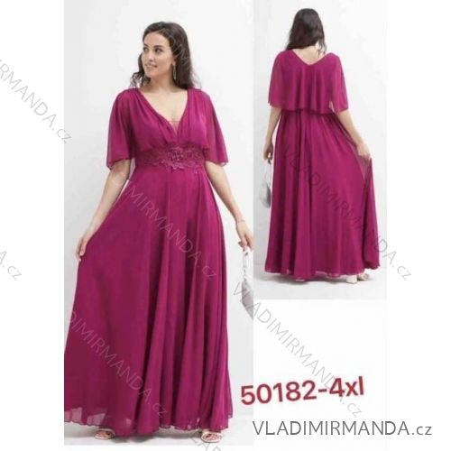 Šaty spoločenské dlhé krátky rukáv dámske nadrozmer (XL/2XL ONE SIZE) TALIANSKA MÓDA IMM24M50182