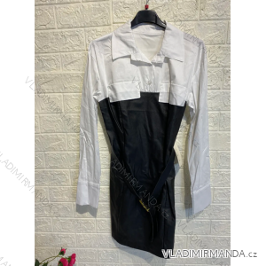 Šaty elegantní košilové dlouhý rukáv dámské (S/M ONE SIZE) ITALSKÁ MÓDA IMPGM24241007