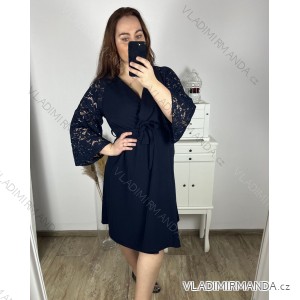 Šaty elegantní dlouhý rukáv dámské nadrozměr (2XL/3XL ONE SIZE) ITALSKá MóDA IM424MARINA/DU