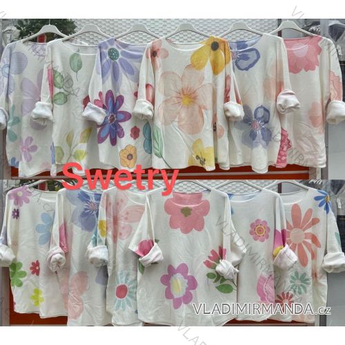 Svetr slabý dlouhý rukáv dámský nadrozměr (XL/2XL ONE SIZE) ITALSKÁ MÓDA IMWCW24023