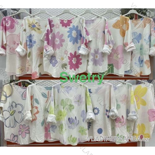 Svetr slabý dlouhý rukáv dámský nadrozměr (XL/2XL ONE SIZE) ITALSKÁ MÓDA IMWCW24024