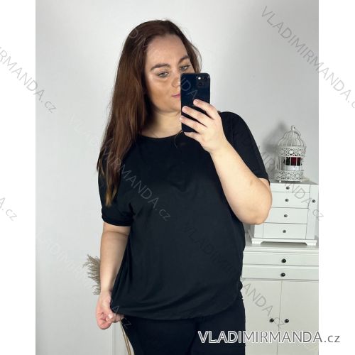 Tunika mit Anhänger Kurzarm Damen Übergröße (3XL/4XL ONE SIZE) ITALIAN FASHION IMC23020