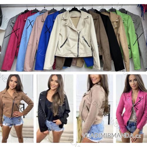 Bunda koženková dlhý rukáv dámska (S-XL) TALIANSKA MÓDA IMWCA24009