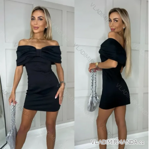 Šaty elegantní krátký rukáv dámské (S/M ONE SIZE) ITALSKÁ MÓDA IMPLS2431843