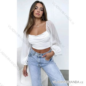 Croptop dlouhý rukáv dámský (S/M ONE SIZE) ITALSKÁ MÓDA IMPLS2431953