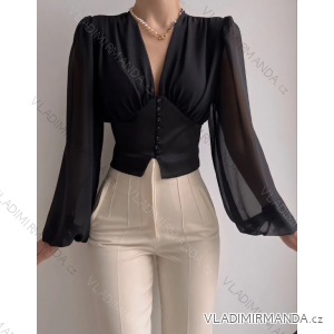 Croptop elegantní dlouhý rukáv dámský (S/M ONE SIZE) ITALSKÁ MÓDA IMPLS2431834