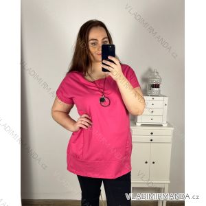 Tunika oversize krátký rukáv s přívěskem nadrozměr (3XL/4XL ONE SIZE) ITALSKÁ MÓDA IMC23146/DU