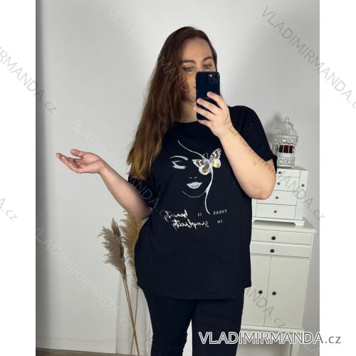 Tunika mit Anhänger Kurzarm Damen Übergröße (3XL/4XL ONE SIZE) ITALIAN FASHION IMC23020
