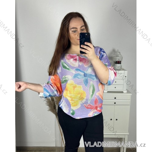 Women's Plus Size Slim Long Sleeve Sweater (3XL/4XL/5XL ONE SIZE) ITALIAN FASHION IMC24ELBA/DU