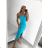 Šaty společenské dlouhé elegantní na ramínka satén dámské (S/M ONE SIZE) ITALSKÁ MÓDA IMPSH236357A/DU -   zelená smaragdová -   S/M/L