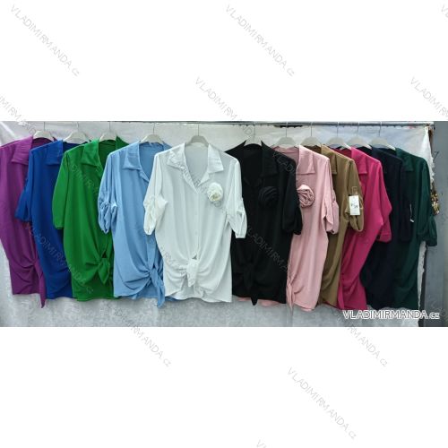 Košile dlouhý rukáv dámská nadrozměr (3XL/4XL ONE SIZE) ITALSKÁ MÓDA IMWQ24036
