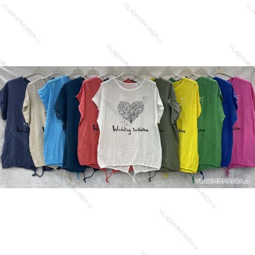 Tunika krátký rukáv dámská nadrozměr (3XL/4XL ONE SIZE) ITALSKÁ MÓDA IMWQ24038