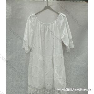 Šaty letní krajkové krátký rukáv dámské nadrozměr (3XL/4XL ONE SIZE) ITALSKÁ MÓDA IMWQ24048