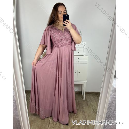 prom dress elegant social short sleeve women's plus size (2XL/3XL ONE SIZE) ITALIAN FASHION IMM2361107pl/DU