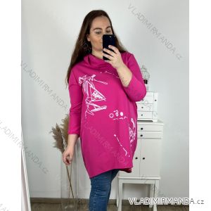 Šaty mikinové dlouhý rukáv dámské nadrozměr (L/XL/2XL ONE SIZE) ITALSKÁ MÓDA IMPLI2437780