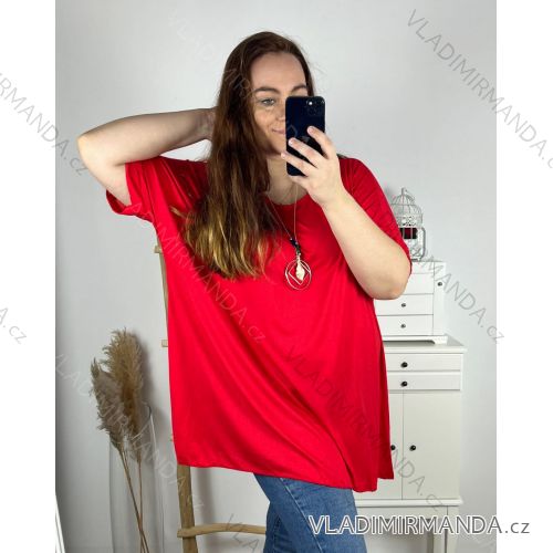 Tunika s príveskom krátky rukáv dámska nadrozmer (6XL/7XL ONE SIZE) TALIANSKA MÓDA IMBM24017