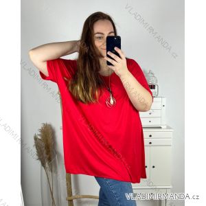 Tunika s přívěškem krátký rukáv dámská nadrozměr (6XL/7XL ONE SIZE) ITALSKÁ MÓDA IMBM24017/DR