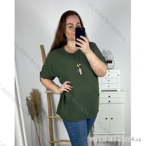 Tunika s přívěškem dlouhý rukáv dámská nadrozměr (3XL/4XL ONE SIZE) ITALSKÁ MÓDA IMWQ24002